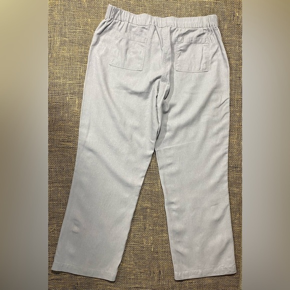 For Cynthia Tan Linen Blend Pants, Size L, Elastic Drawstring Waist, Pockets - Picture 3 of 8